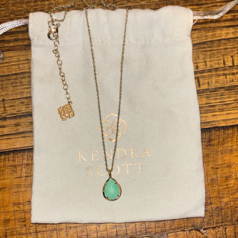 Kendra Scott Gold Necklace with Green Pendant